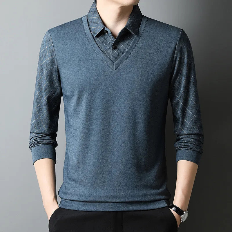 Men's 2-in-1 Long Sleeve Polo | Layered Look & Breathable Comfort 3