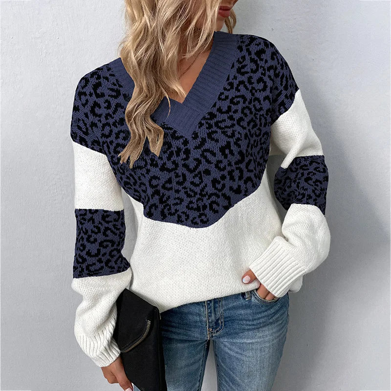 Women's Sweater | Animal Pattern & Ribbed Trim 2