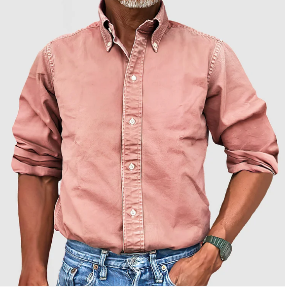 Men's Long Sleeve Button Up Shirt Wrinkle Resistant Easy Care 5