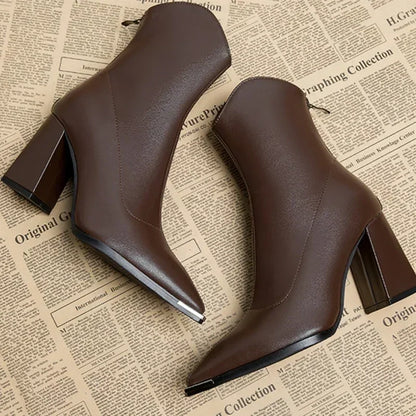 Women's Ankle Boots | Pointed Toe & Chrome Tip 10