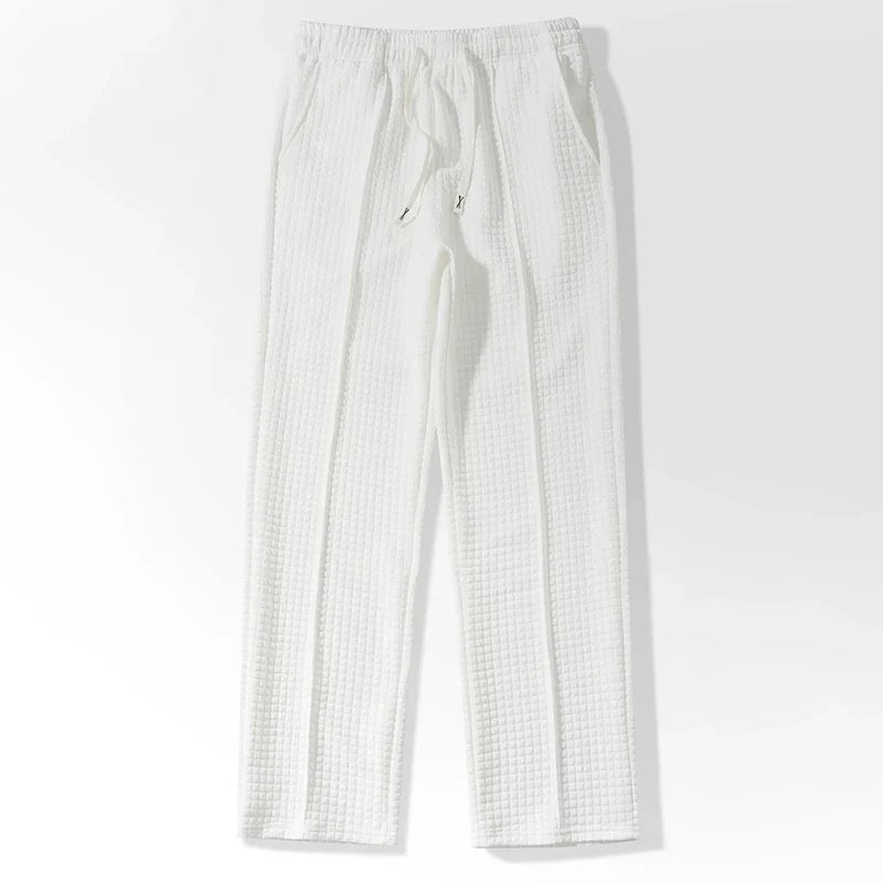 Men's Waffle Knit Baggy Sweatpants Drawstring Joggers Pockets 9