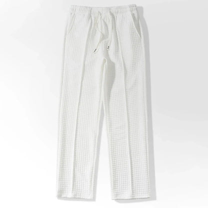 Men's Waffle Knit Baggy Sweatpants Drawstring Joggers Pockets 9