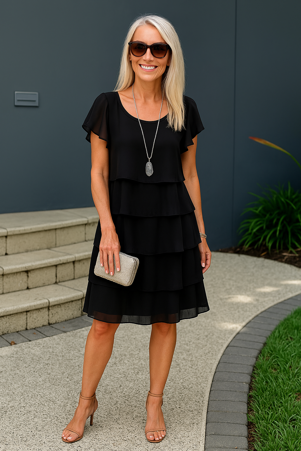Short Sleeve Midi Dress Women's | Layered Skirt & Feminine Elegance