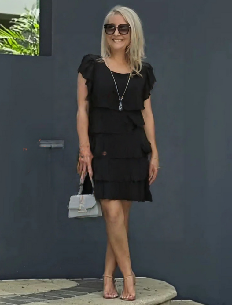 Short Sleeve Midi Dress Women's | Layered Skirt & Feminine Elegance