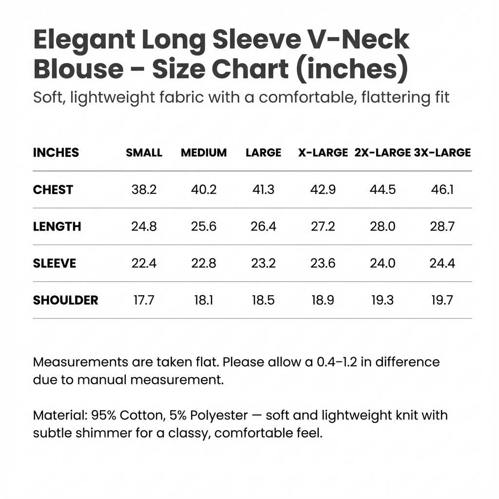 Women's V Neck Blouse Long Sleeve Shimmer Top Regular Fit 5