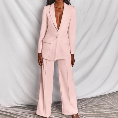 Dames 2-Delig Pak – Elegante Blazer met Wide Leg Pantalon Geel / S - AIDA LENA