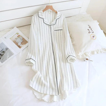 Striped Cotton Nightgown for Women – Cool & Comfortable Plus Size Option 3