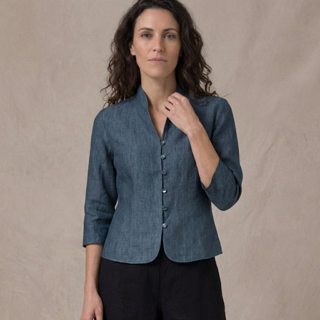 Structured Mandarin Blouse for Women – Elegant & Versatile 2