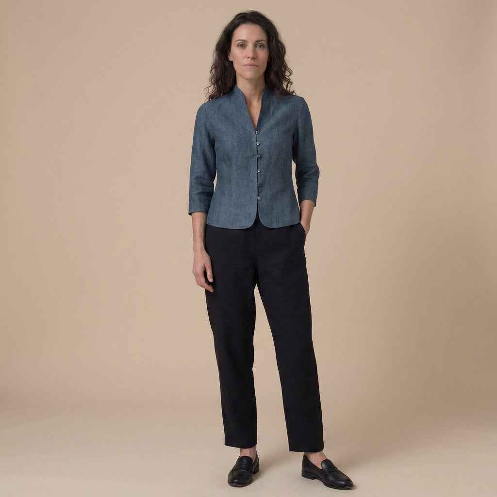Structured Mandarin Blouse for Women – Elegant & Versatile 3