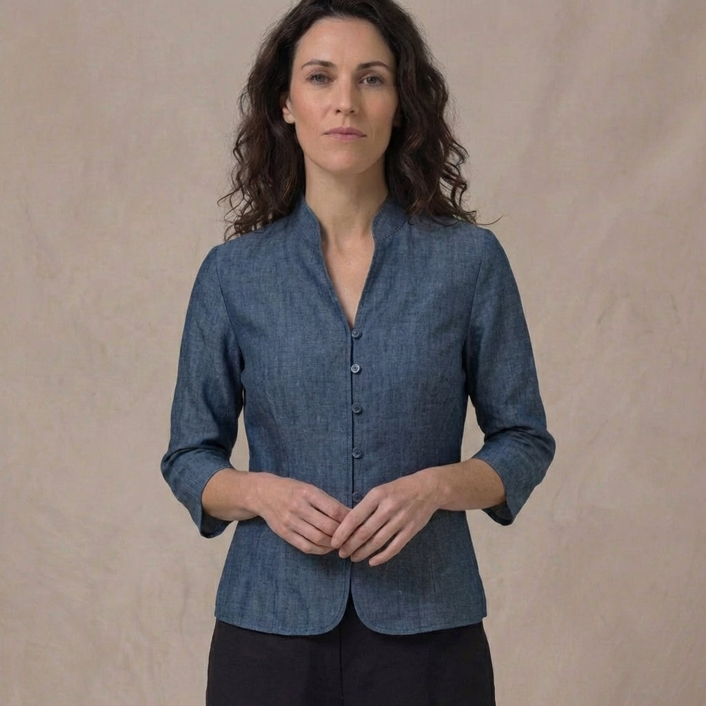 Structured Mandarin Blouse for Women – Elegant & Versatile 7