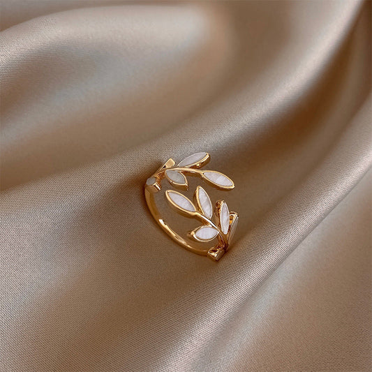Stunning White Opal Leaf Ring for Everyday Wear