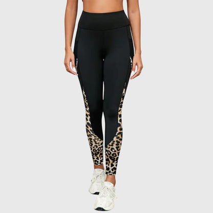 Stylish High-Waisted Leopard Print Workout Trousers