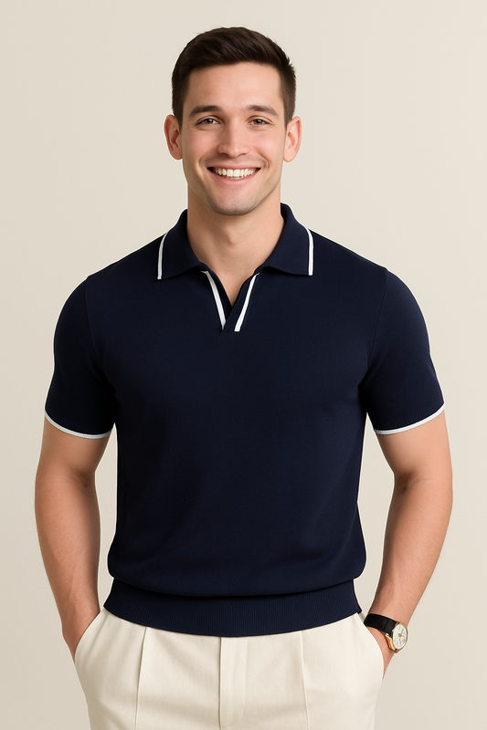 Stylish Knit Polo with Contrast Trim for Every Occasion