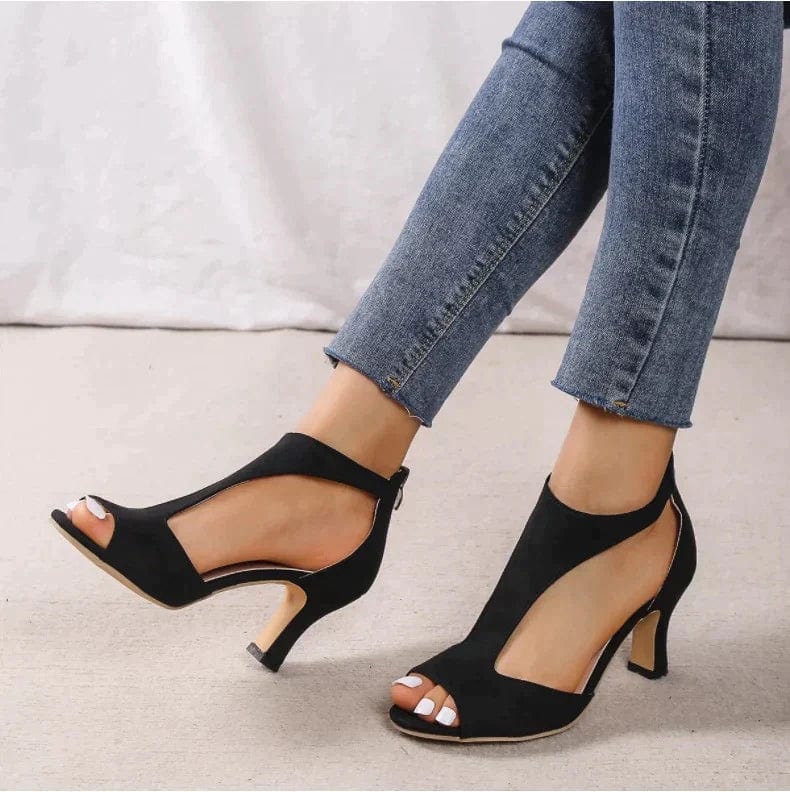Stylish Open Toe Heels with Back Zipper for Any Occasion