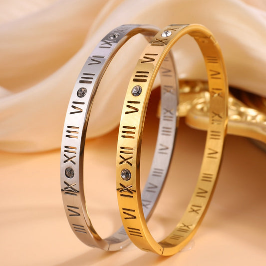 Stylish Titanium Roman Numeral Bracelet for Women