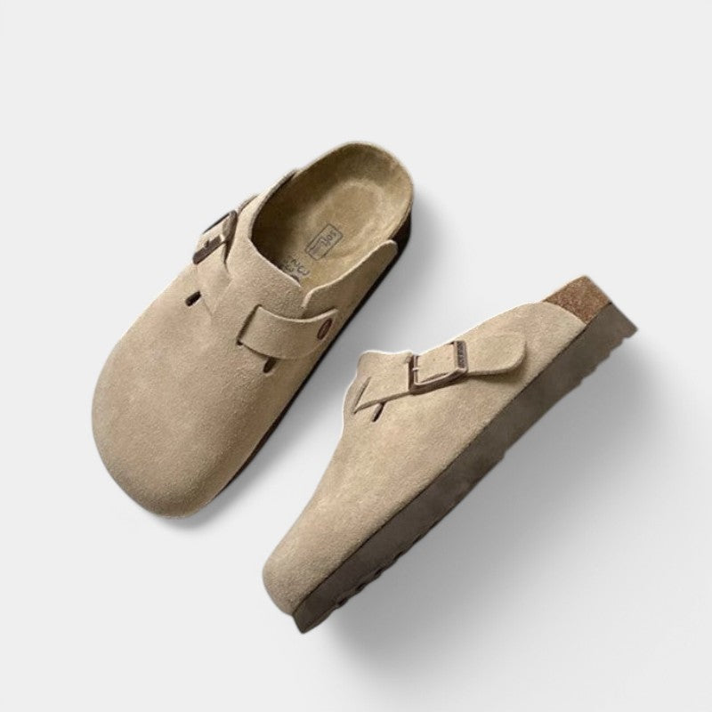 Suede Clogs with Adjustable Strap for Everyday Wear