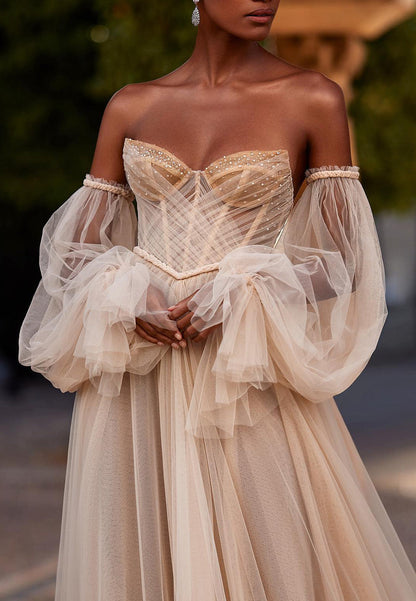 Women's Wedding Dress | Sweetheart Neckline & Puff Sleeves 5