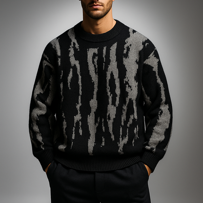 Men's Knit Sweater | Dune Pattern & Ribbed Crewneck 1