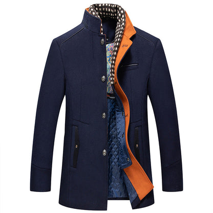 Men's Stand Collar Tailored Fit Coat Winter Overcoat 1