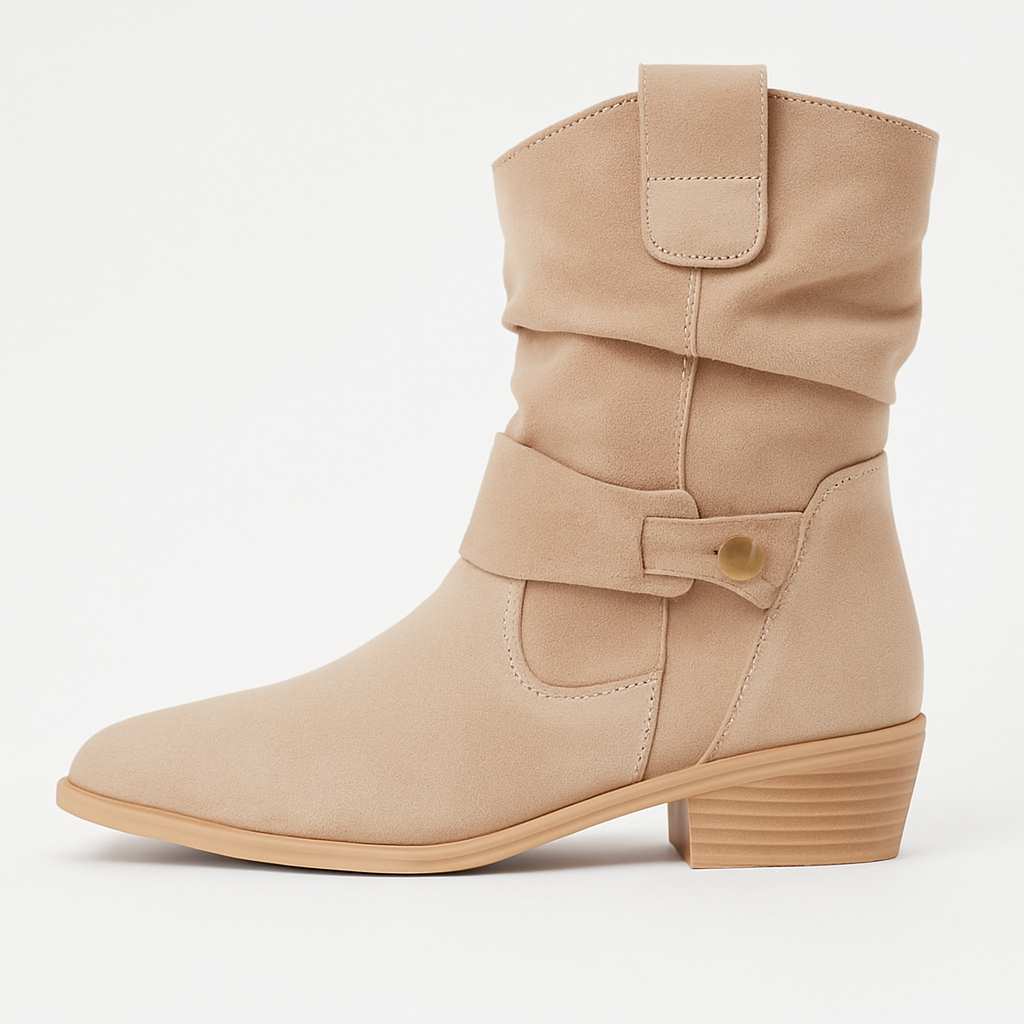 Women's Low Heel Ankle Boots Side Zip Booties Minimalist Design 1