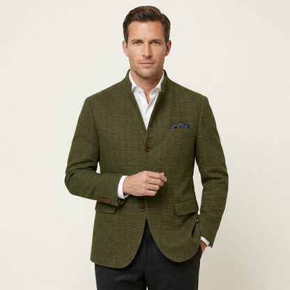 Men's Herringbone Blazer Slim Fit Single Breasted Jacket 4