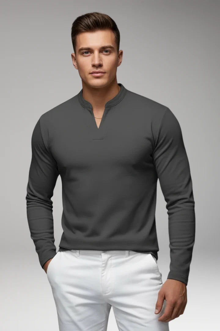 Tommy Men's V-Neck Shirt with Buttonless Design 11