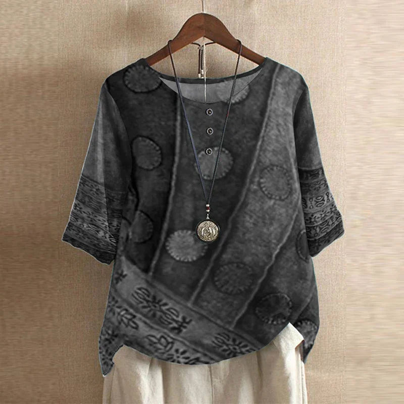 Top Women's | Vintage Floral Print & Relaxed Fit Blouse