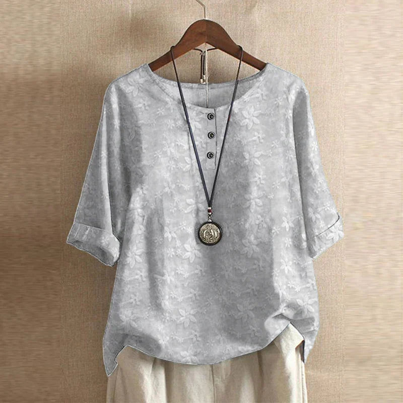 Top Women's | Vintage Floral Print & Relaxed Fit Blouse