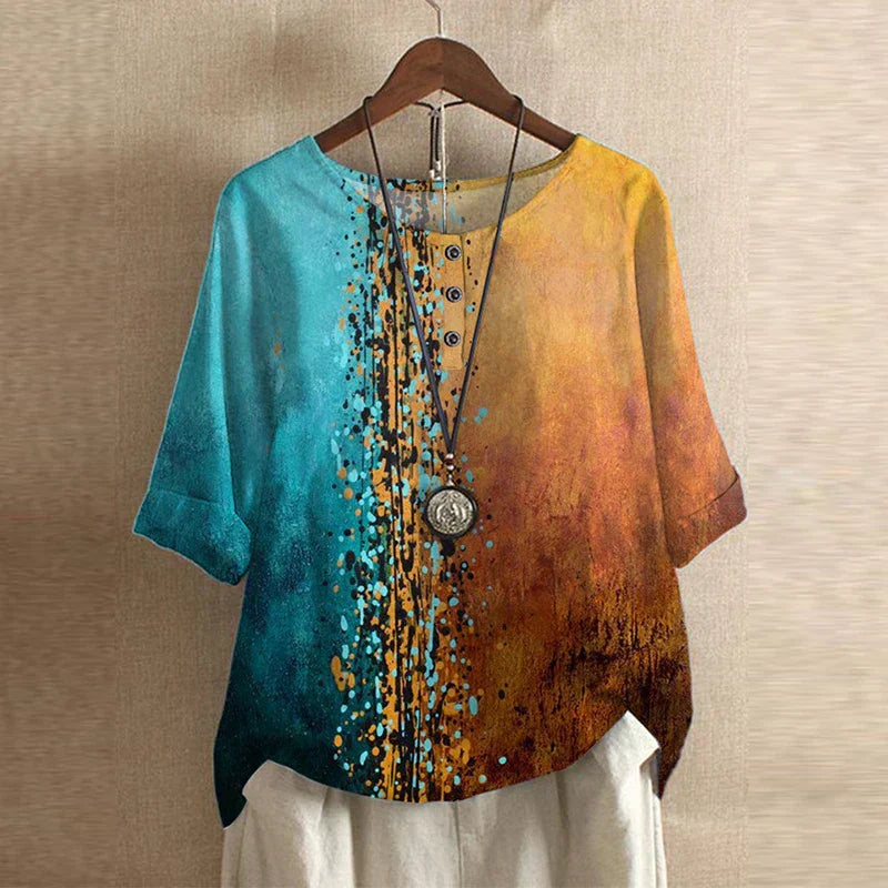 Top Women's | Vintage Floral Print & Relaxed Fit Blouse
