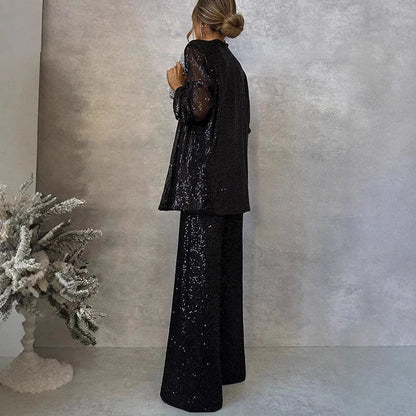 Two-Piece Sequin Set with High-Waisted Pants 2