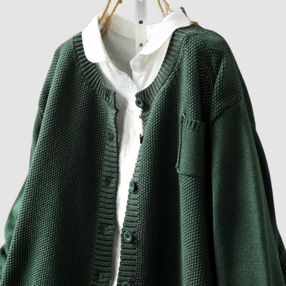 Women's Relaxed Fit Knit Cardigan Chest Pocket Jumper 10