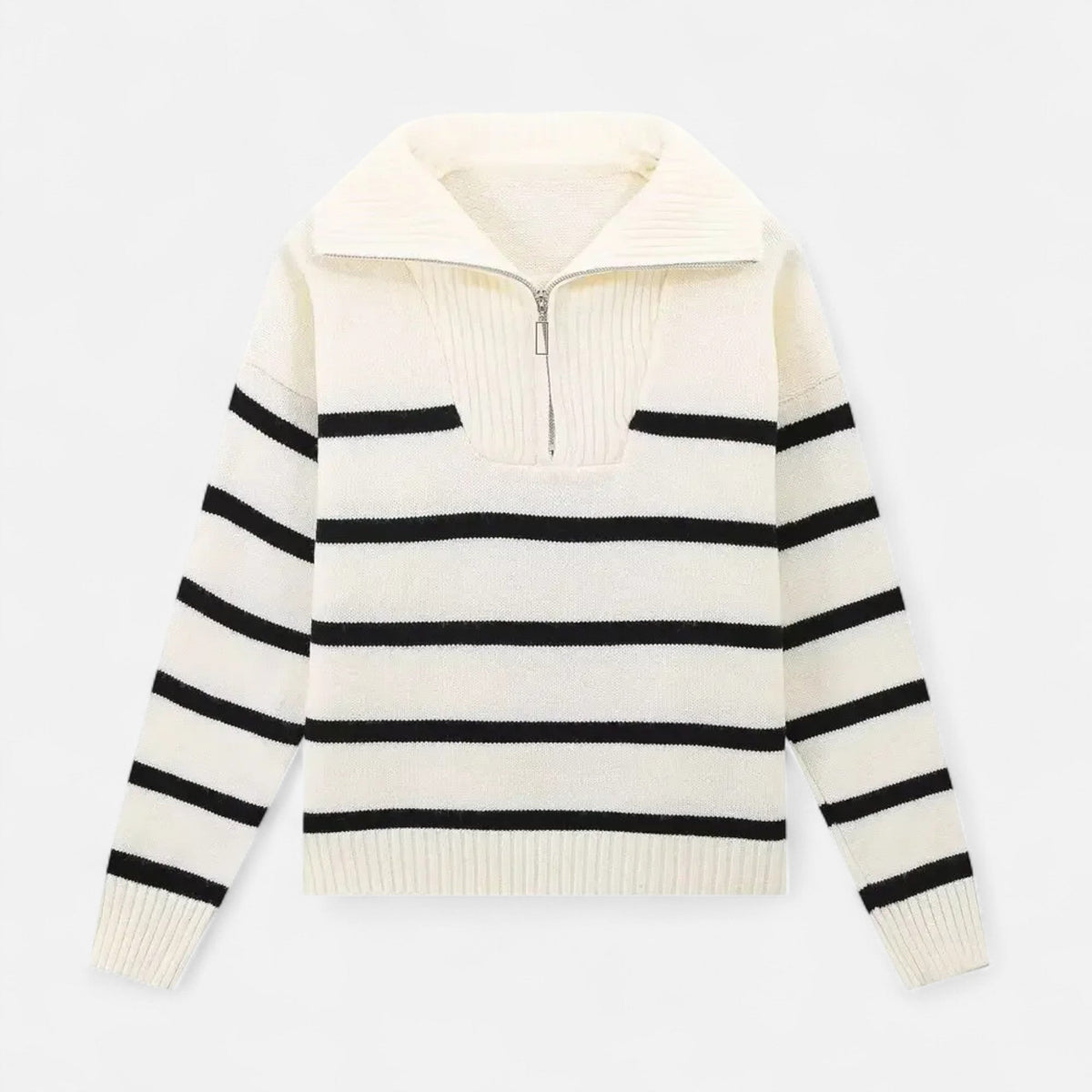 Women's Striped Polo Sweater | Half-Zip & Lightweight Comfort 1