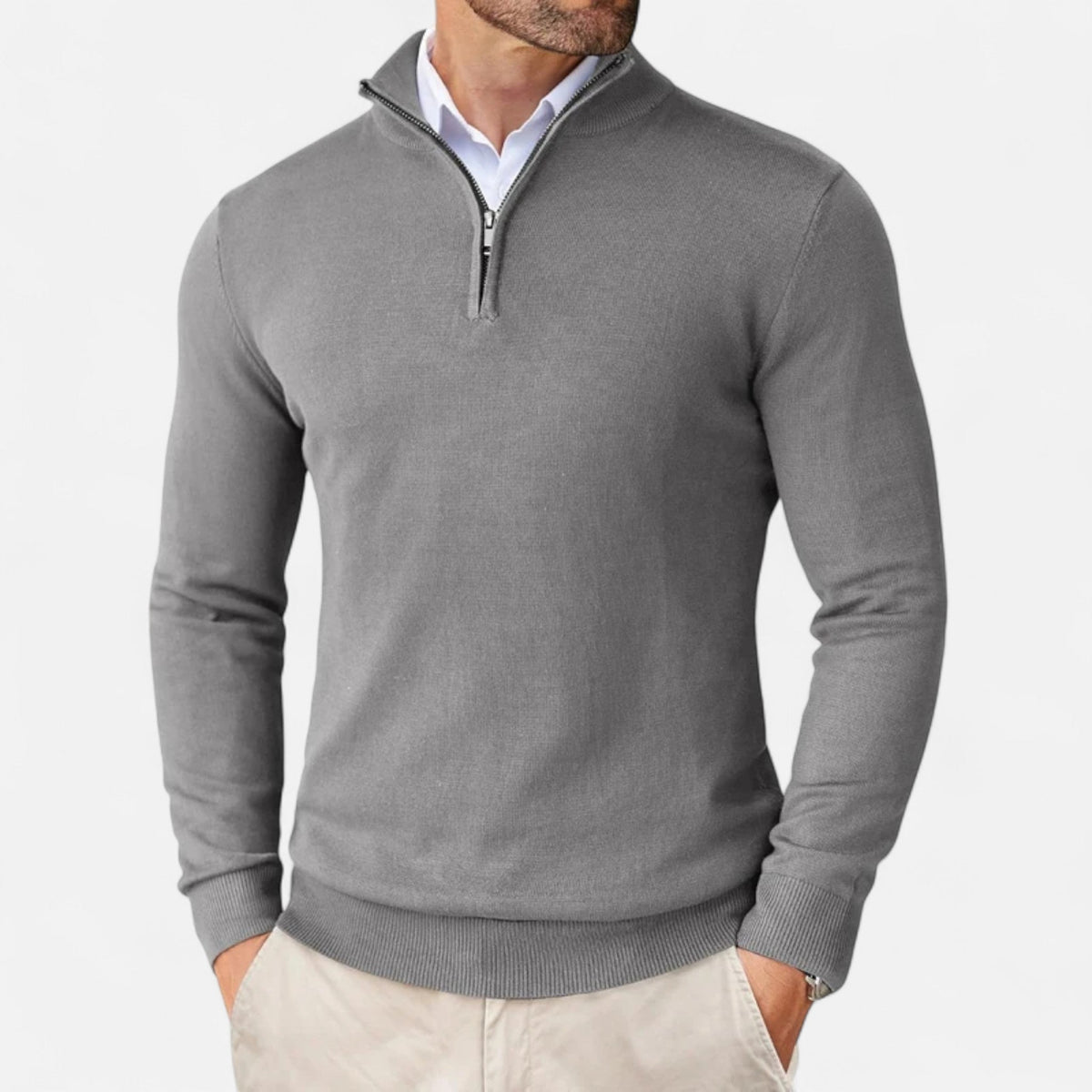 Men's Zip Up Jumper Slim Fit Lightweight Knit Sweater 5