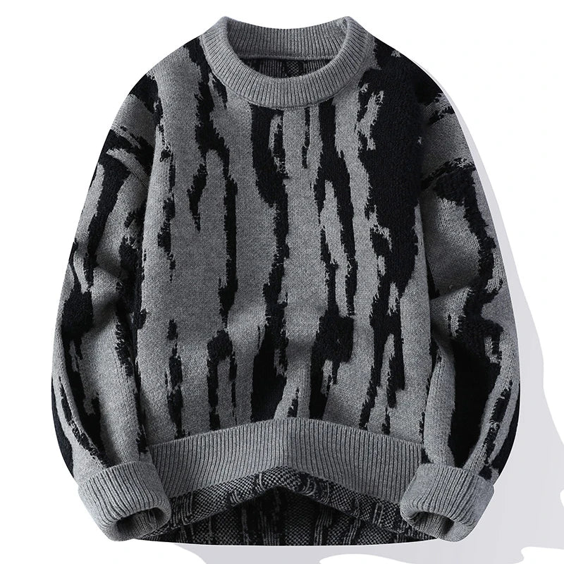 Men's Knit Sweater | Dune Pattern & Ribbed Crewneck 5