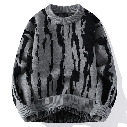 Men's Knit Sweater | Dune Pattern & Ribbed Crewneck 5