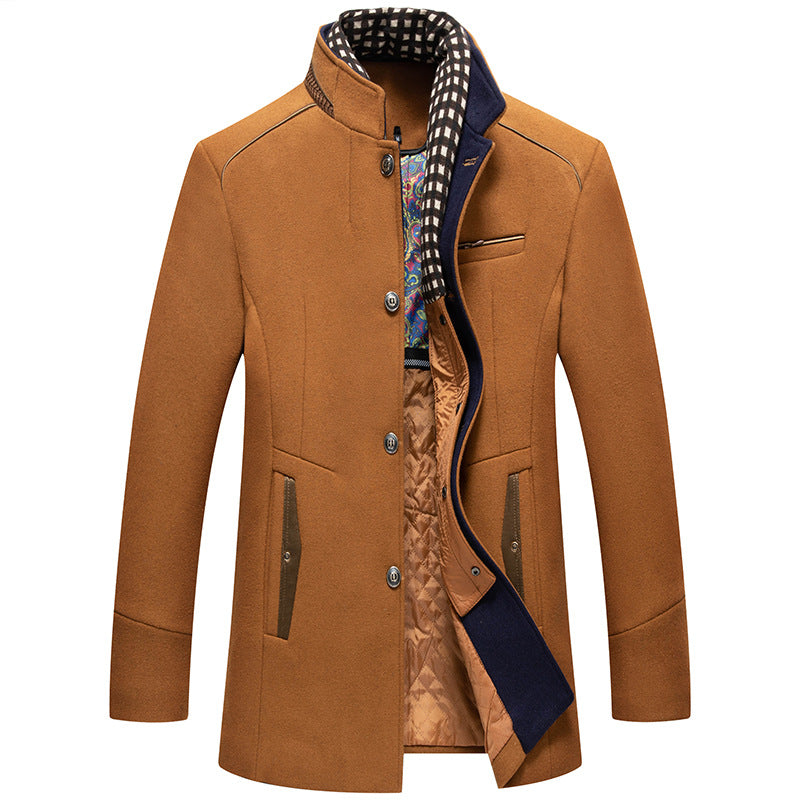 Men's Stand Collar Tailored Fit Coat Winter Overcoat 8