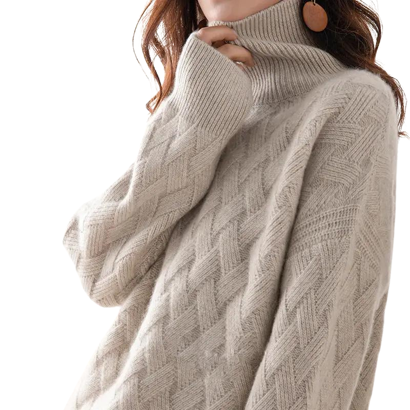 Women's Roll Neck Jumper | Cable Knit & Oversized Fit 2