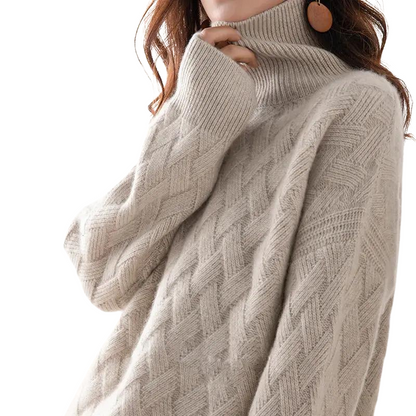 Women's Roll Neck Jumper | Cable Knit & Oversized Fit 2