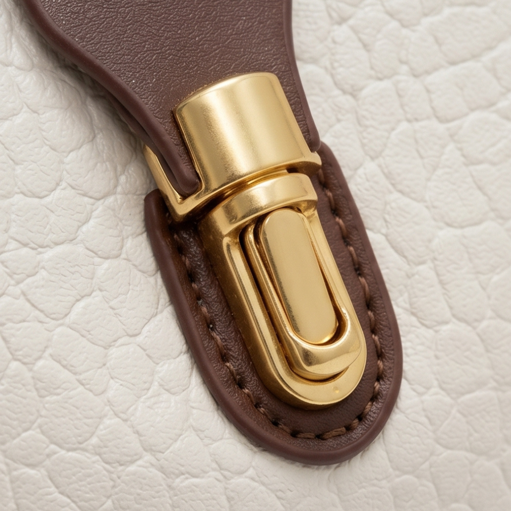 Women's Two-Tone Handbag | Doctor-Frame Shape & Hardware 15