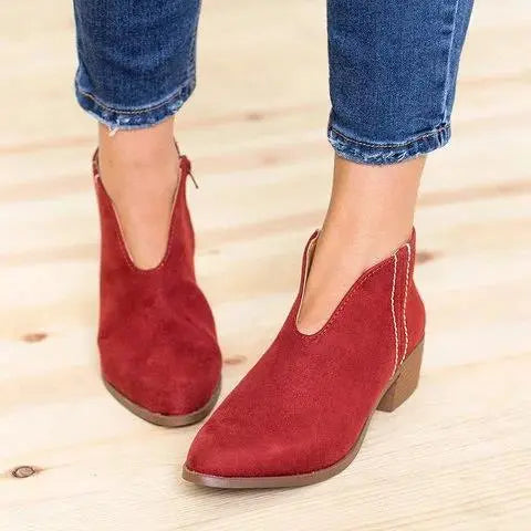 V-Cut Black Ankle Boots for Women – Stylish & Comfortable Everyday Wear 0