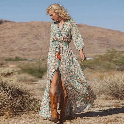 V-Neck Floral Maxi Dress for Women – Effortless Boho Style & Comfort 0