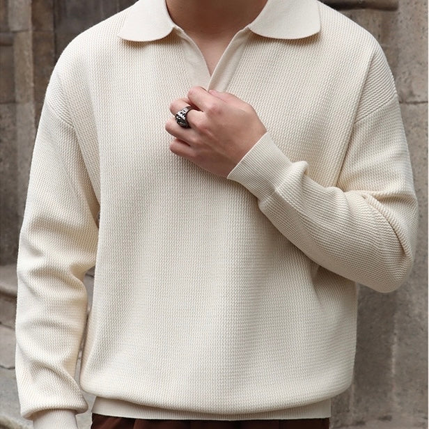 Men's V-Neck Polo Sweater | Lightweight & Comfortable 2