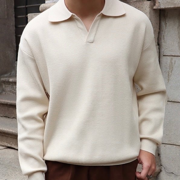Men's V-Neck Polo Sweater | Lightweight & Comfortable 3