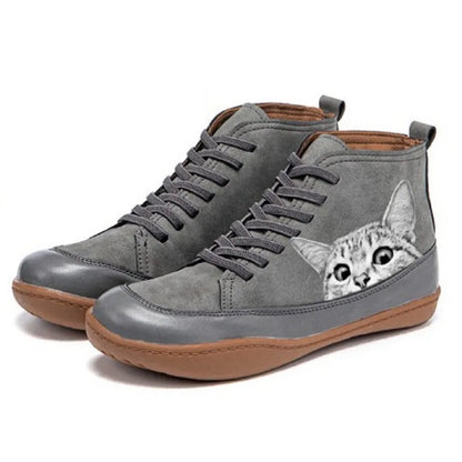 Women's Cat Design Ankle Boots Warm Lined Winter Shoes 3