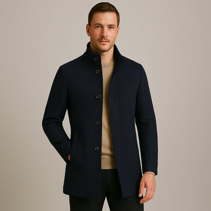 Men's Tailored Trench Coat Slim Fit Long Line Overcoat 9