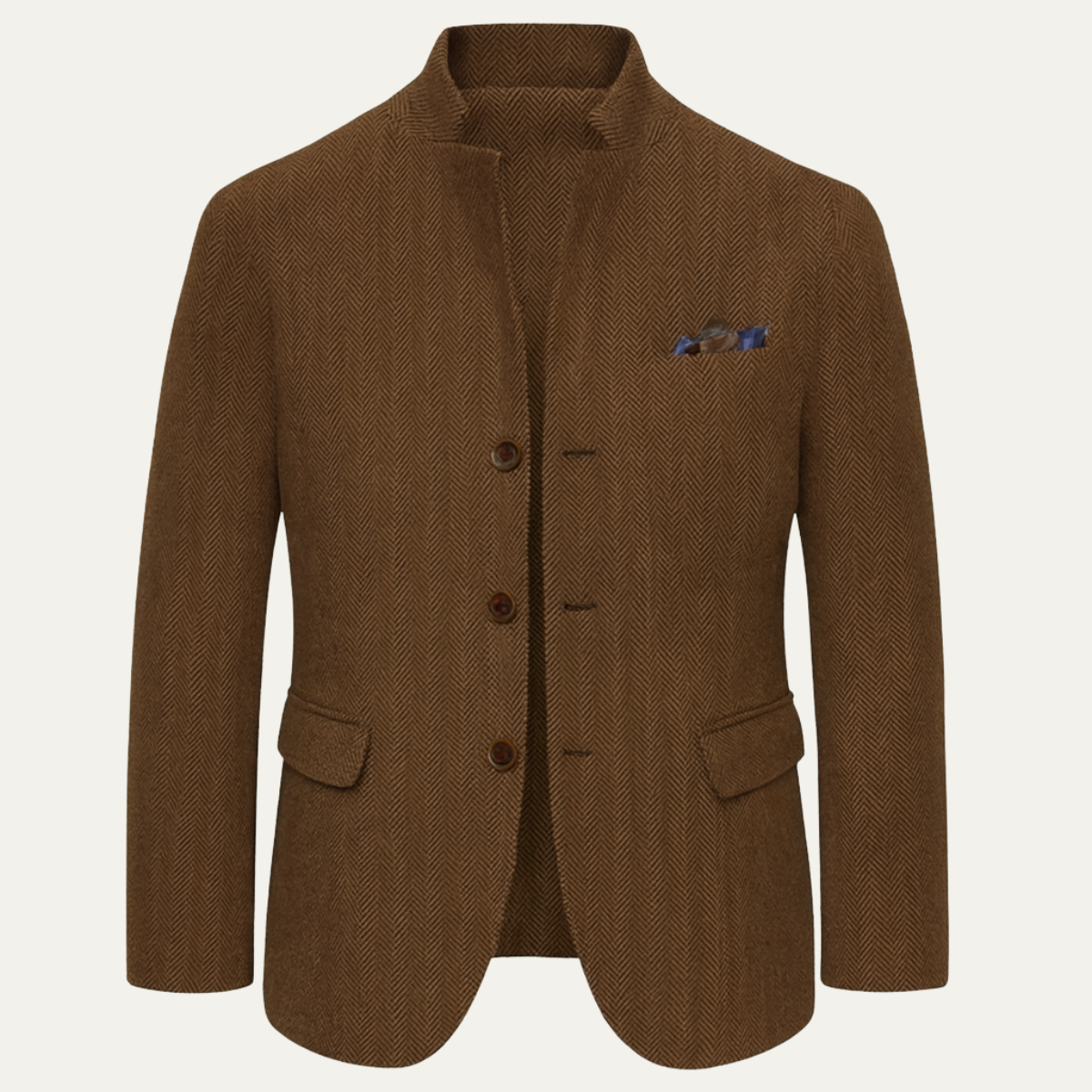 Men's Herringbone Blazer Slim Fit Single Breasted Jacket 1
