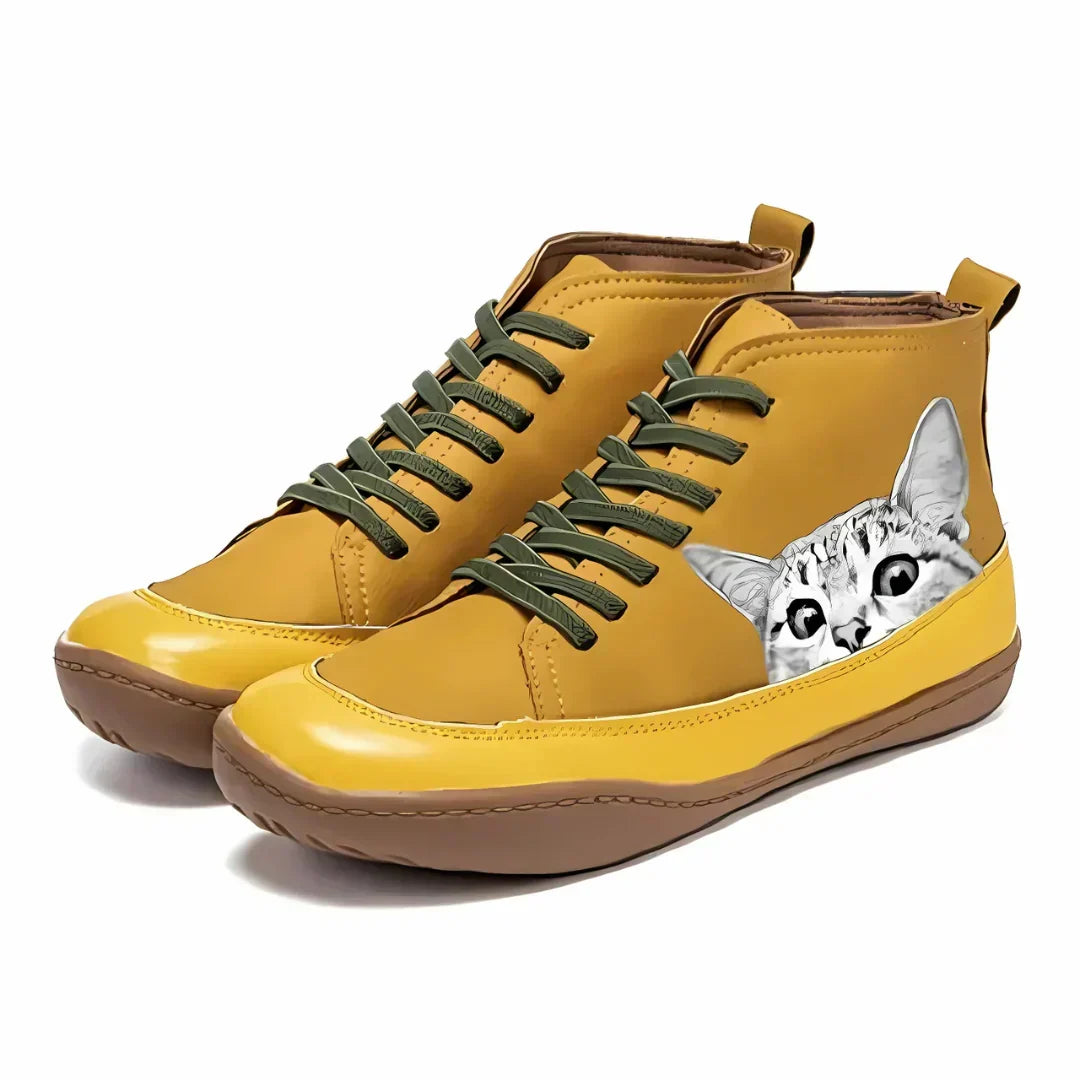 Women's Cat Design Ankle Boots Warm Lined Winter Shoes 2