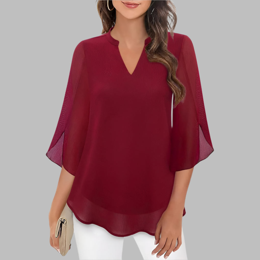 V Neck Summer Top with Petal Sleeves 4