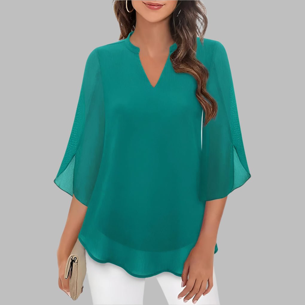 V Neck Summer Top with Petal Sleeves 5
