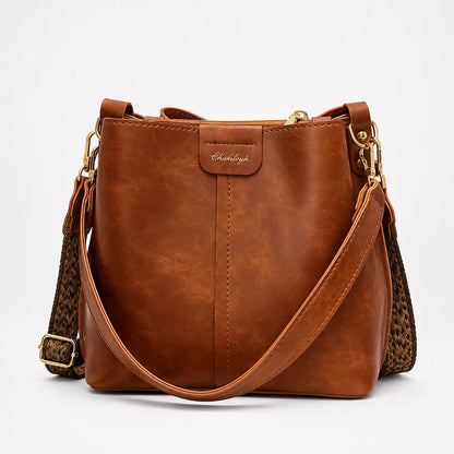Women's Bucket Shoulder Bag | Two Straps & Vintage Finish 13